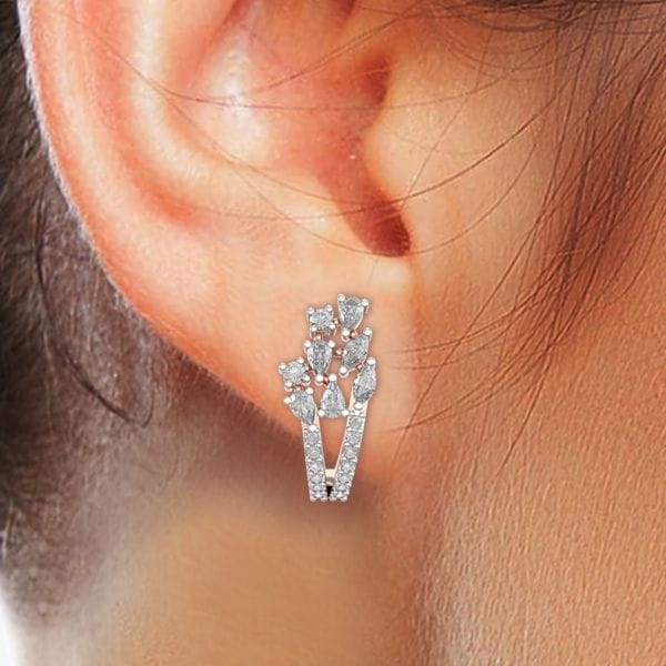 Human wearing the Irresistible Mesmerizations Diamond Earrings