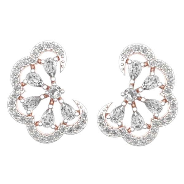 View of the Joyous Blossoms Diamond Earrings in close up