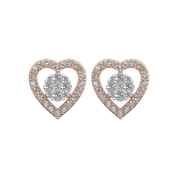 View of the Joyous Hearts Diamond Earrings in close up