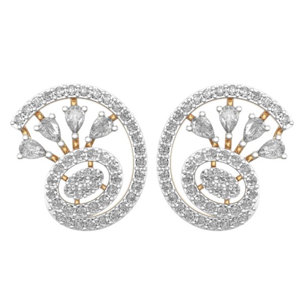 View of the Mesmerizing Spiral Shaped Diamond Earrings in close up
