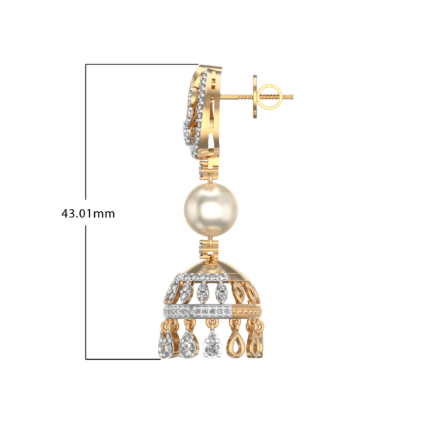 An additional view of the Paisley Plantae Diamond Jhumka Earrings