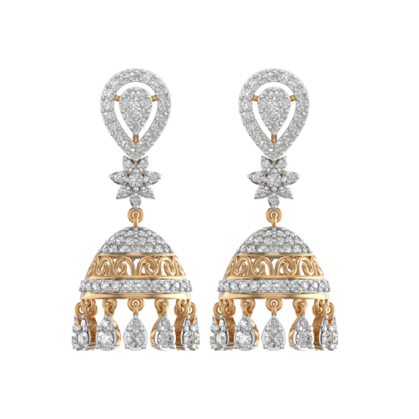 View of the Palatial Allure Diamond Jhumka Earrings in close up