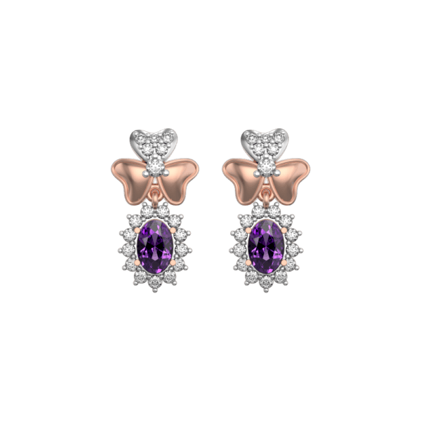 View of the Purple Perennial Diamond Earrings in close up