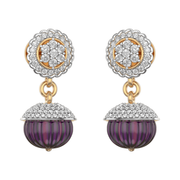 Purple Pumpkin Diamond Earrings made from VVS EF diamond quality with 0.93 carat diamonds