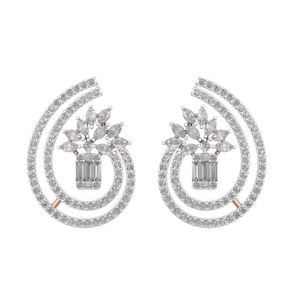 View of the Ravishing Comma Diamond Earrings in close up