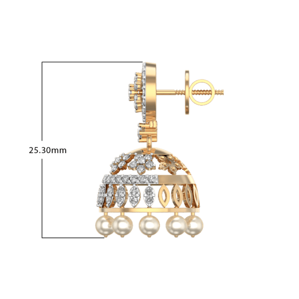 An additional view of the Royal Aura Diamond Jhumka Earrings