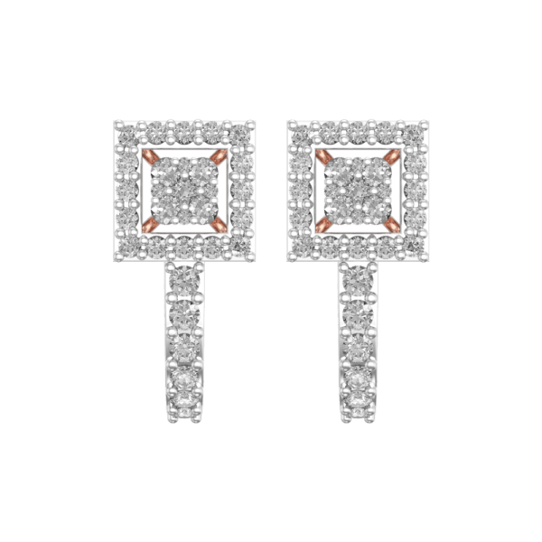 View of the Scintillating Squares Diamond Earrings in close up
