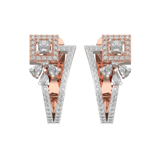 View of the Sensuous Angles Diamond Earrings in close up