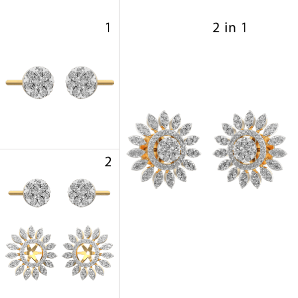 Sensuous Sunflower Diamond Earrings made from VVS EF diamond quality with 1.07 carat diamonds