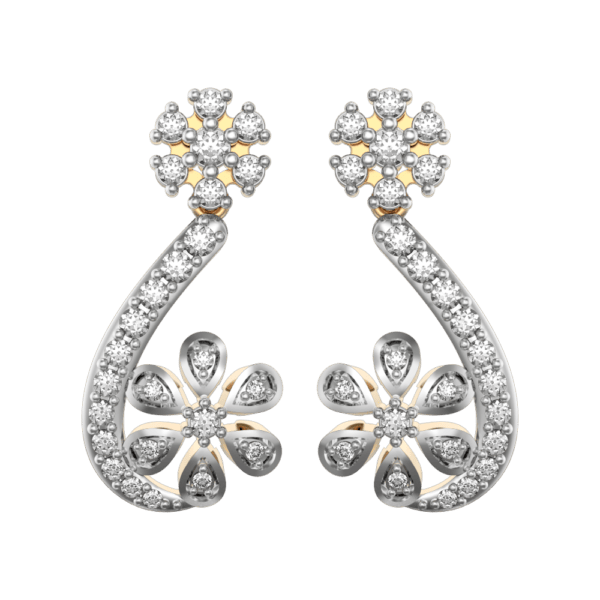 View of the Shining Catalina Diamond Earrings in close up