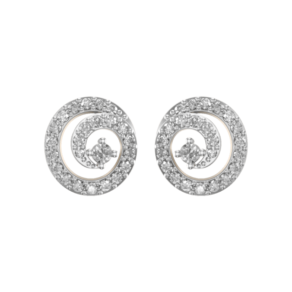 View of the Spinning Sparkle Diamond Stud Earrings in close up
