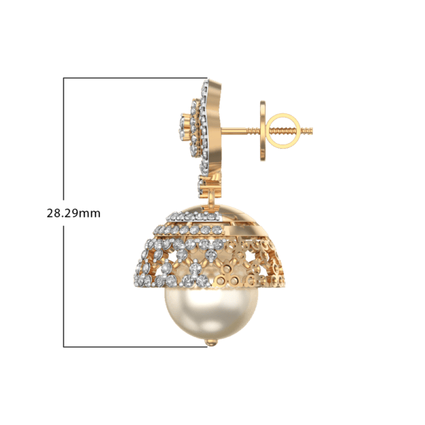 An additional view of the Splendiferous Desires Diamond Jhumka Earrings