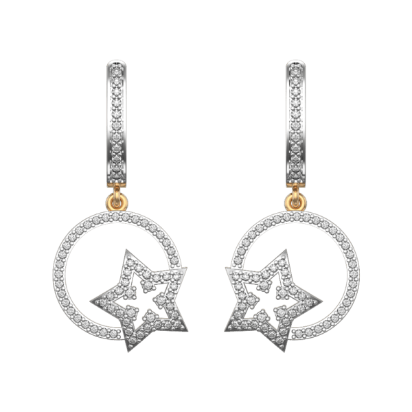 View of the Starry Night Diamond Earrings in close up