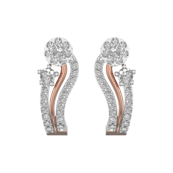 View of the Sultry Stream Diamond Earrings in close up