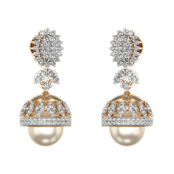 Sunflower Splendour Diamond Jhumka Earrings made from VVS EF diamond quality with 1.21 carat diamonds