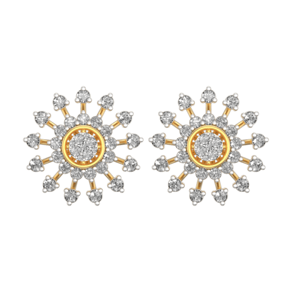 View of the Sunrise Glow Diamond Earrings in close up