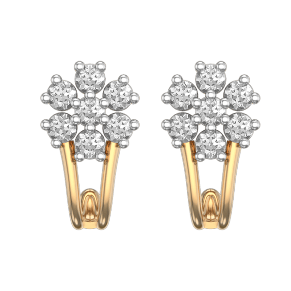 View of the Tantalizing Blossoms Diamond Earrings in close up