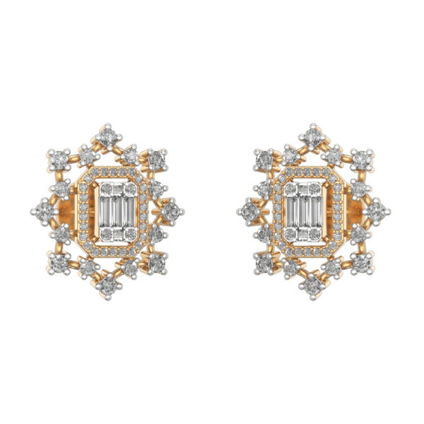 Traditional Daily Dazzle Studs In Yellow Gold For Women made from VVS EF diamond quality with 1.18 carat diamonds