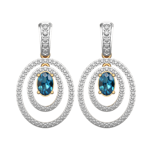 View of the Treasured Azure Diamond Earrings in close up