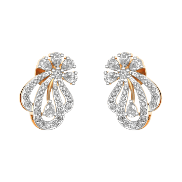A pair of wavy wonder diamond earrings with pear-shaped shiny diamonds.