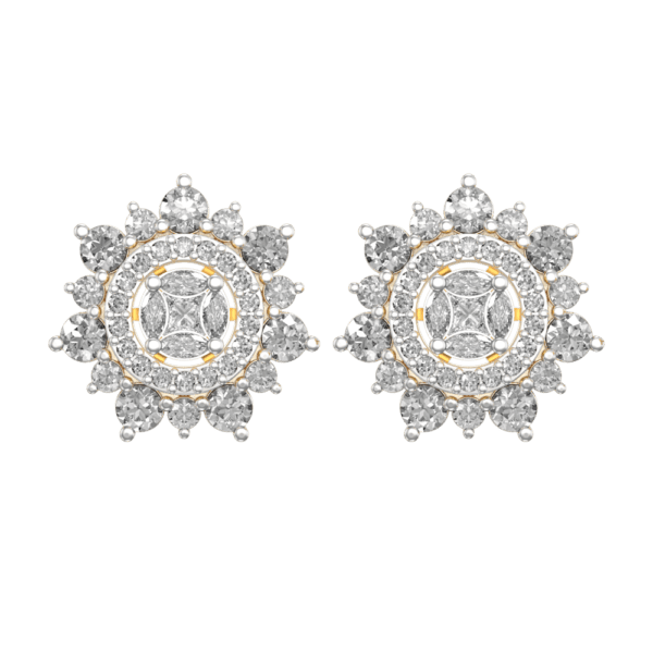 View of the Winsome Whorl Diamond Earrings in close up