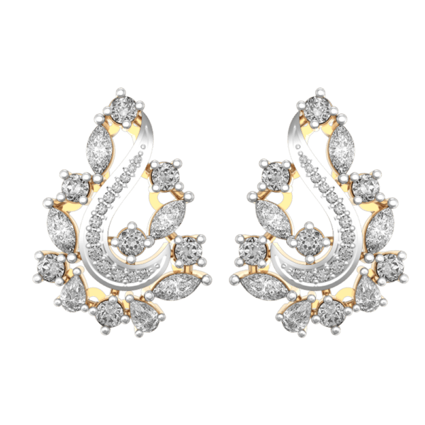 View of the Winsome Whorls Diamond Earrings in close up