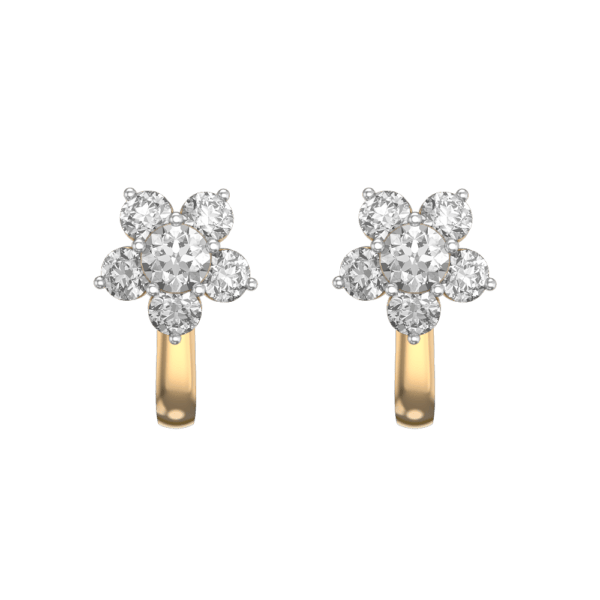 View of the 0.15 ct Fetching Florals Solitaire Diamond Earrings in close up