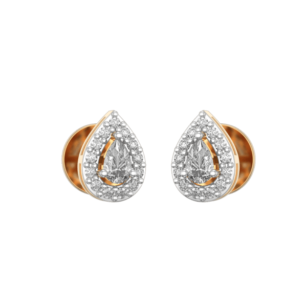 0.15 ct Pear Solitaire Diamond Earrings made from VVS EF diamond quality with 0.43 carat diamonds