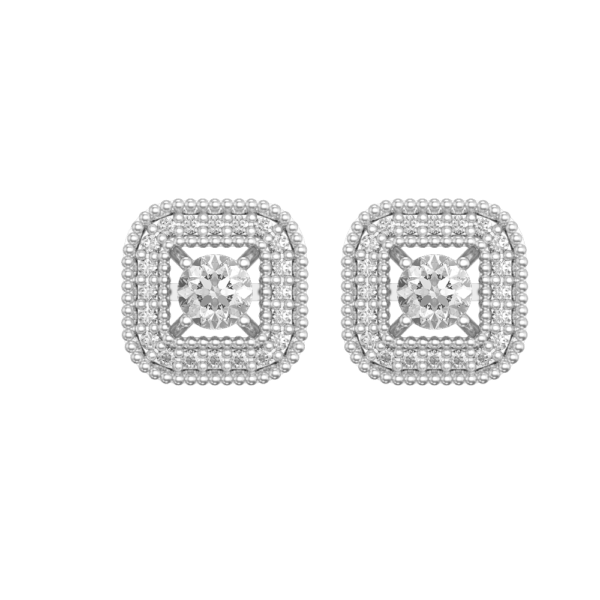 View of the 0.15 ct Quadralite Solitaire Diamond Earrings in close up