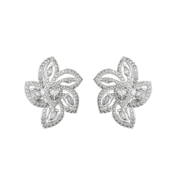 View of the 0.15 Ct Admirable Amaryllis Solitaire Diamond Earrings in close up