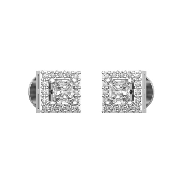 0.25 ct Square Solitaire Diamond Earrings made from VVS EF diamond quality with 0.692 carat diamonds