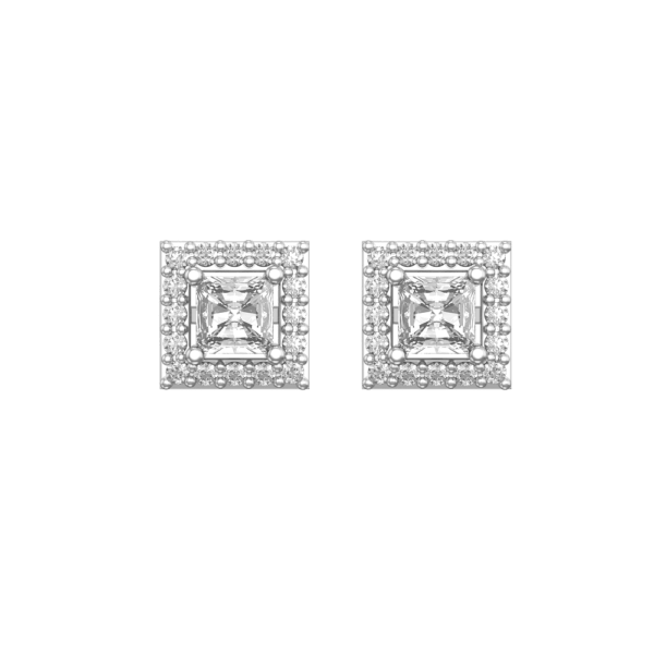 View of the 0.25 ct Square Solitaire Diamond Earrings in close up