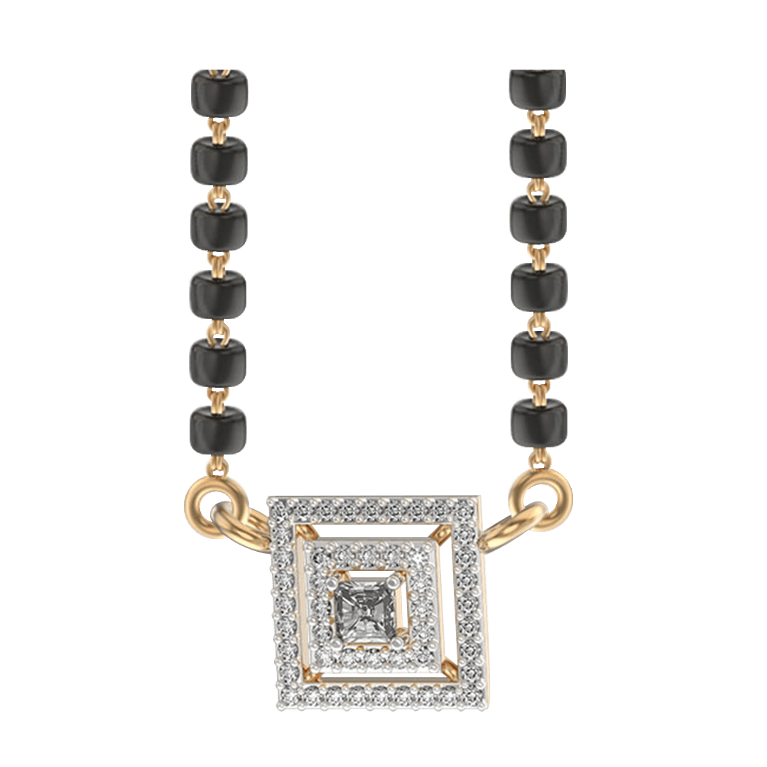 0.30 Ct Queenly Quadrate Solitaire Diamond Mangalsutra made from VVS EF diamond quality with 0.54 carat diamonds