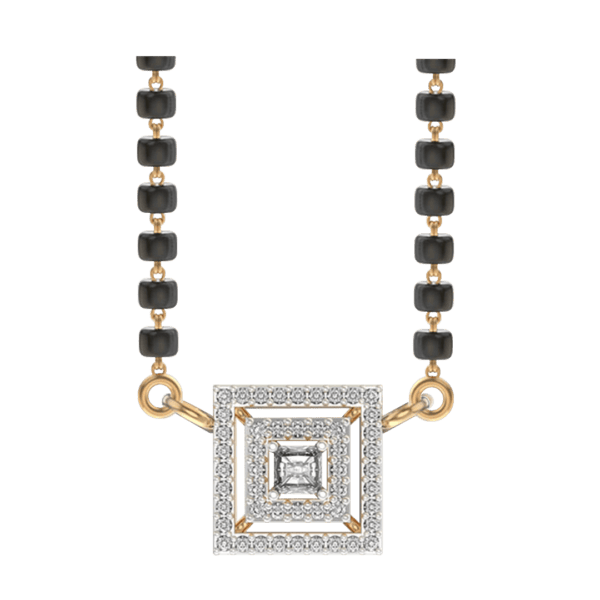 View of the 0.30 Ct Queenly Quadrate Solitaire Diamond Mangalsutra in close up
