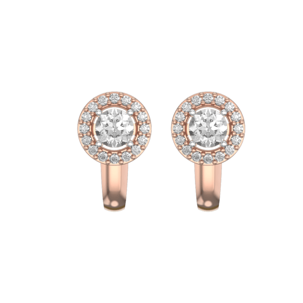 View of the 0.30 ct Concentric Luminance Solitaire Diamond Earrings in close up