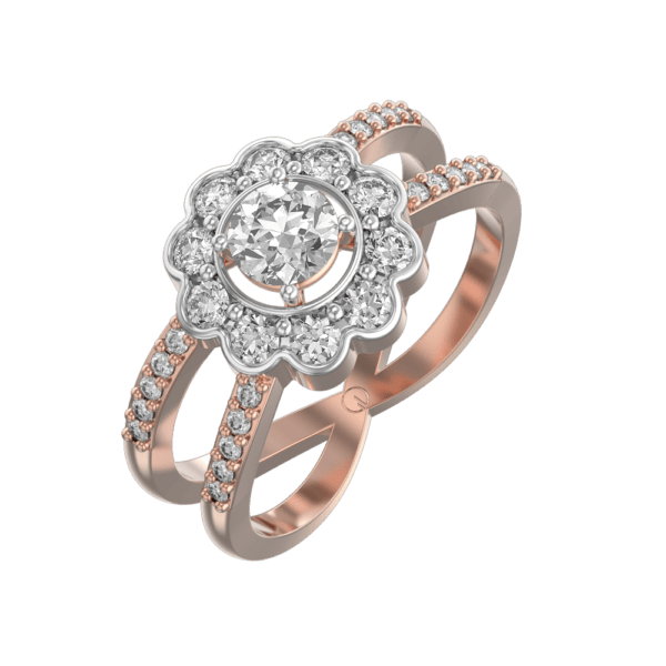 0.30 ct Floral Twister Solitaire Diamond Engagement Ring made from VVS EF diamond quality with 0.72 carat diamonds