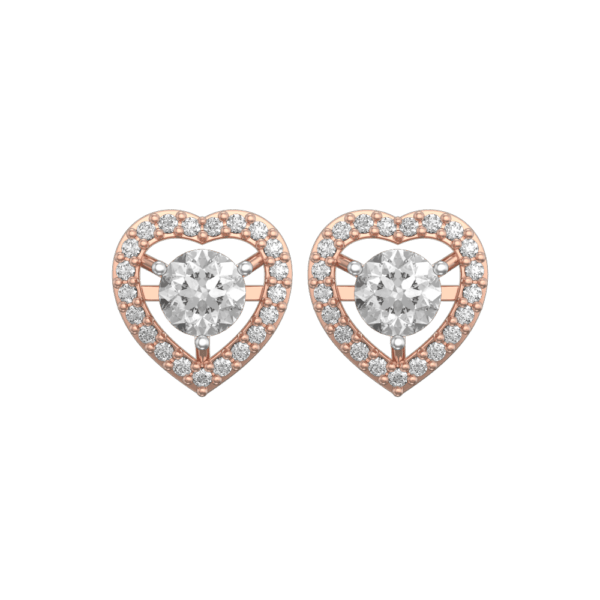 View of the 0.30 ct Hearts Solitaire Diamond Earrings in close up