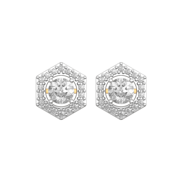 View of the 0.30 ct Hexad Solitaire Diamond Earrings in close up
