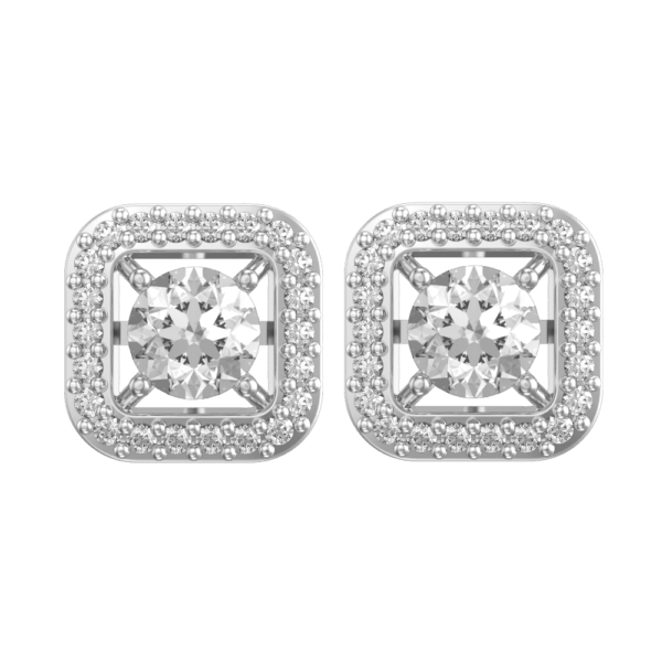 View of the 0.30 ct Quadralite Solitaire Diamond Earrings in close up