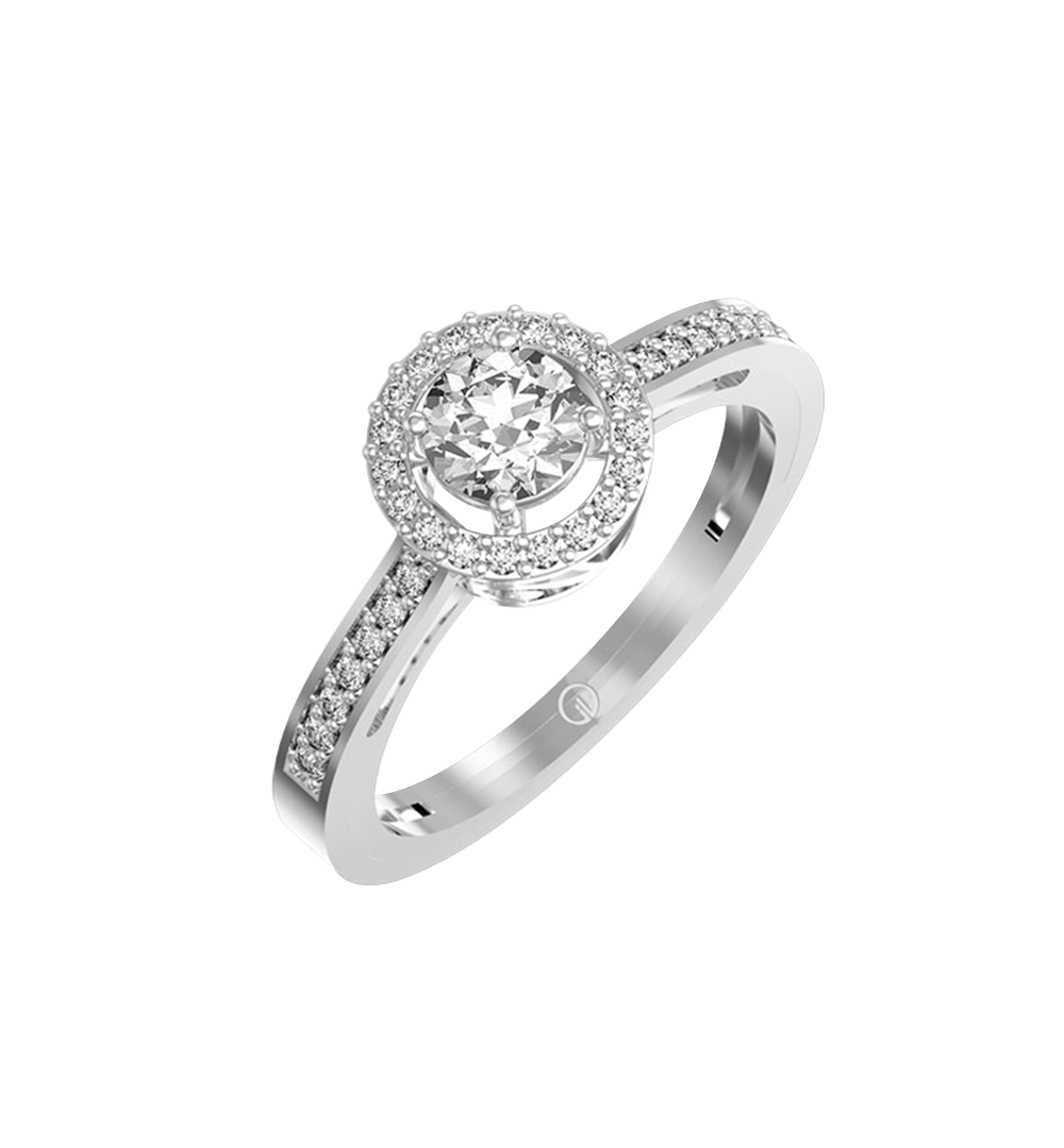 0.40 Ct Aureole Aura Solitaire Diamond Engagement Ring made from VVS EF diamond quality with 0.6 carat diamonds