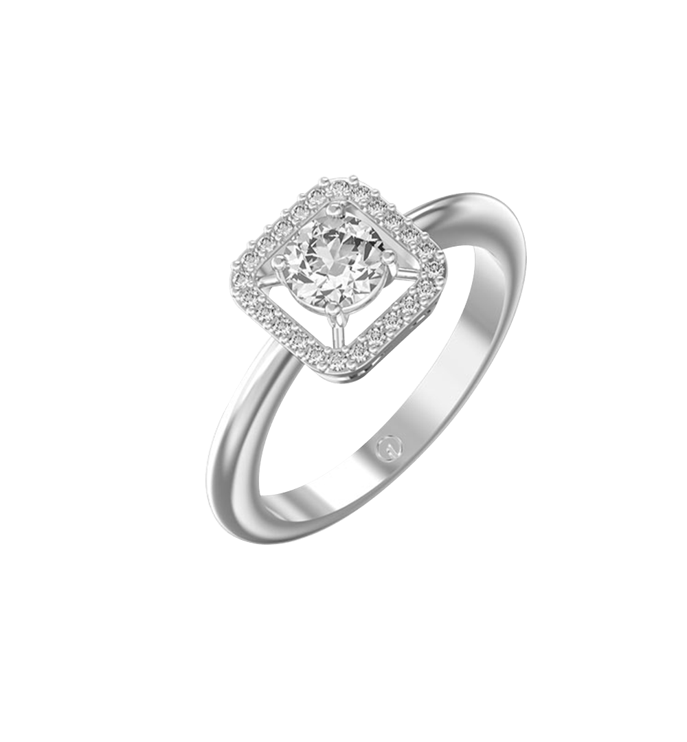 0.40 Ct Quadratical Aureole Solitaire Diamond Engagement Ring made from VVS EF diamond quality with 0.52 carat diamonds