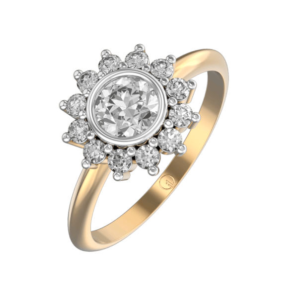 0.40 ct Sunflower Solitaire Diamond Engagement Ring made from VVS EF diamond quality with 0.67 carat diamonds