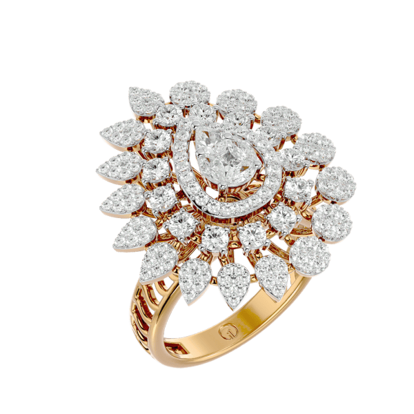 View of the Baronial Blossoms Diamond Ring in close up