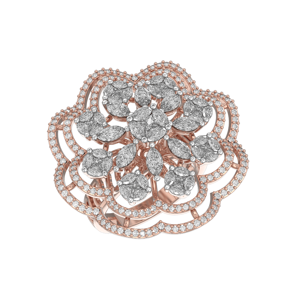 Breathtaking Bloom Diamond Ring made from VVS EF diamond quality with 3.1 carat diamonds