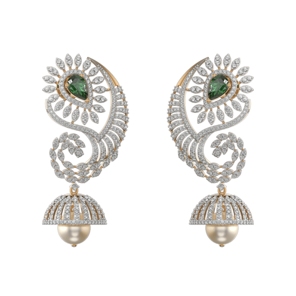 Dreamy Paisley Jhumka Diamond Earrings made from VVS EF diamond quality with 4.81 carat diamonds