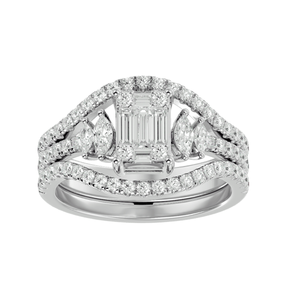 View of the Evergreen Charisma Solitaire Illusion Diamond Ring in close up