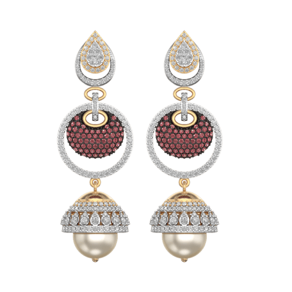 View of the Festive Spectacle Jhumka Diamond Earrings in close up