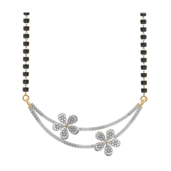 View of the Fetching Florals Diamond Mangalsutra in close up
