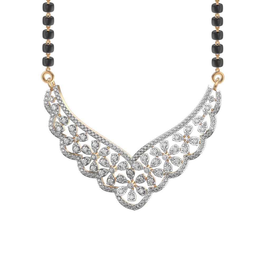 Floral Fascinations Diamond Mangalsutra made from VVS EF diamond quality with 2.03 carat diamonds