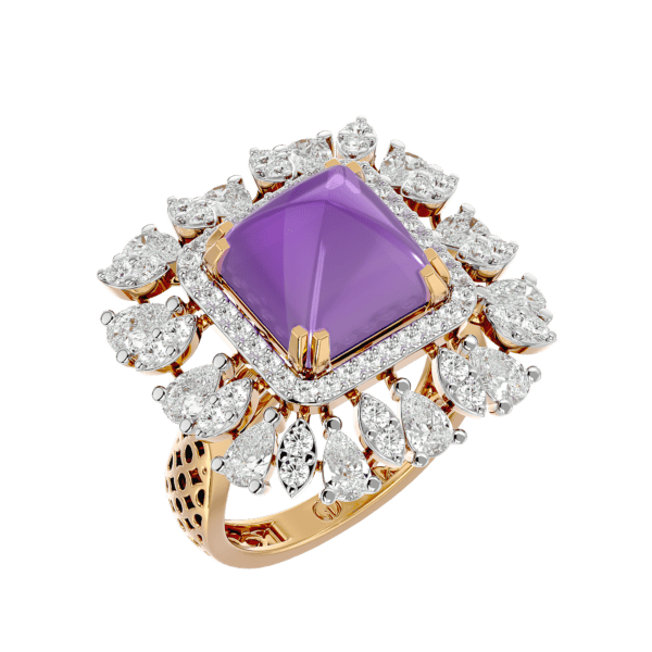 Glorious Amethyst Diamond Ring made from VVS EF diamond quality with 1.68 carat diamonds